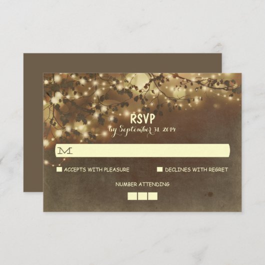 Nachtlicht Rustikale Hochzeitskarten RSVP Karte (Vorne/Hinten)