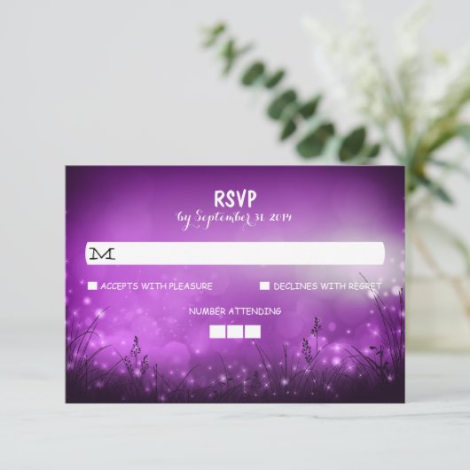 Nachtlicht Rustikale Hochzeitskarten RSVP Karte (Stehend Vorderseite)