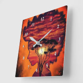 Nachtliebe - Fantasie Quadratische Wanduhr (Winkel)