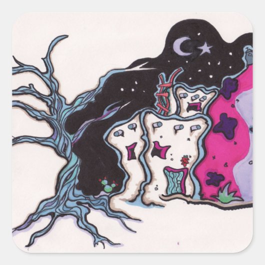 Nachtlokal Quadratischer Aufkleber (Vorderseite)