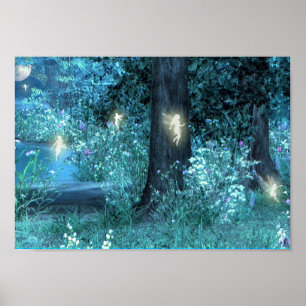 Nachtmagisches feenhaftes Flug Plakat