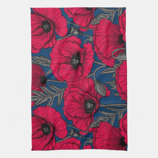 Nachtmohngarten Geschirrtuch (Vertikal)