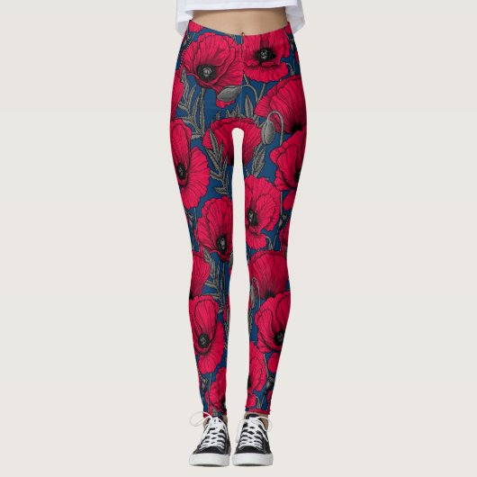 Nachtmohngarten Leggings (Vorderseite)