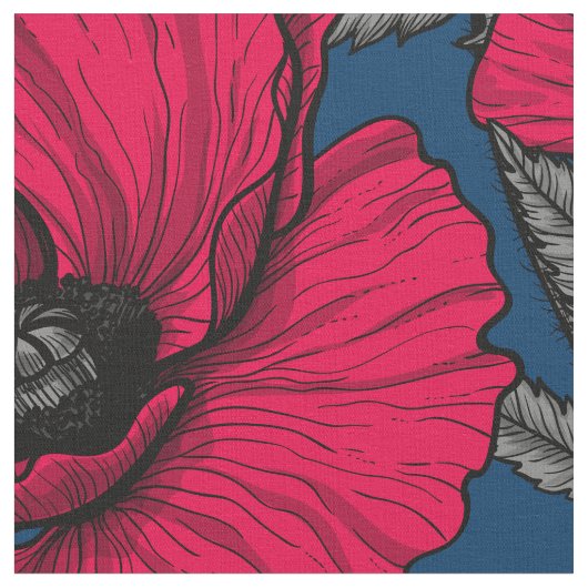 Nachtmohngarten Stoff (Nahaufnahme)