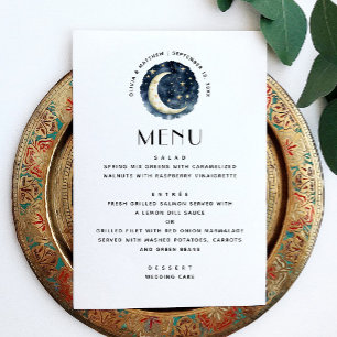 Nachtmond minimalistische einfache Hochzeit himmli Menükarte