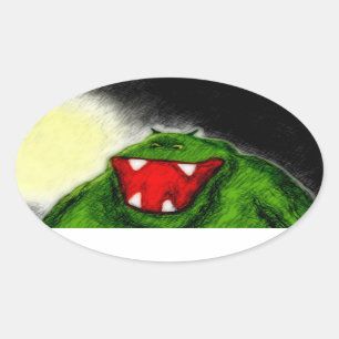 Nachtmonster Ovaler Aufkleber
