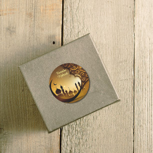 Nachtmoschee Hintergrund Ramadan Mubarak Runder Aufkleber