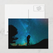 Nachtpaare küssender romantischer bunter Starrry Postkarte (Vorne/Hinten)