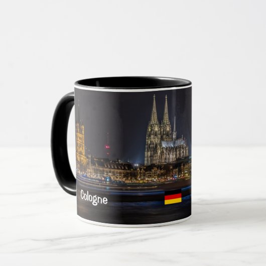 Nachtpanoramische Tasse Kölns Deutschland (Vorderseite Links)