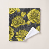 Nachtponygarten in Gelb und Grau Badhandtuch Set (Waschlappen)