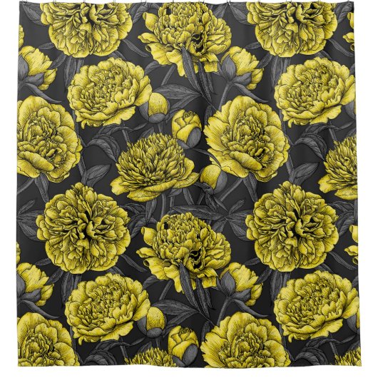 Nachtponygarten in Gelb und Grau Duschvorhang (Vorderseite)