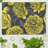 Nachtponygarten in Gelb und Grau Geschirrtuch (Gefaltet)