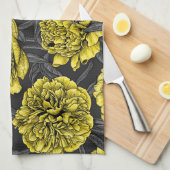 Nachtponygarten in Gelb und Grau Geschirrtuch (Viertel Falte)