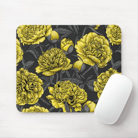 Nachtponygarten in Gelb und Grau Mousepad (Mit Mouse)