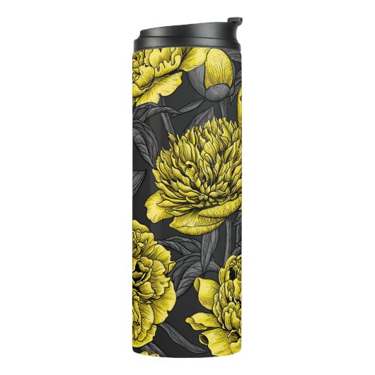 Nachtponygarten in Gelb und Grau Thermosbecher (Nach links gedreht)