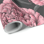 Nachtponygarten in Rosa und Grau Geschenkpapier (Rolleneckpunkt)