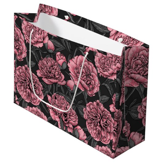 Nachtponygarten in Rosa und Grau Große Geschenktüte (Vorderseite Schrägansicht)