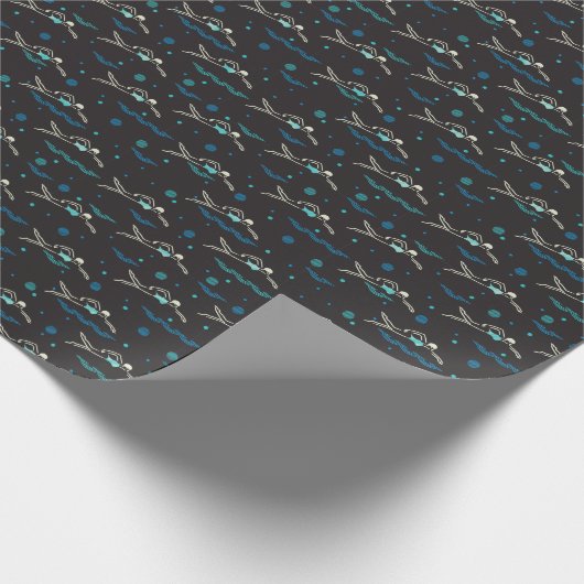 Nachtpool Schwimmer Silhouette Art Muster. Geschenkpapier (Ecke)
