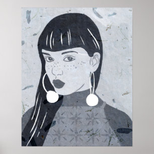 Nachtporträt-flüchtiger Blick Poster