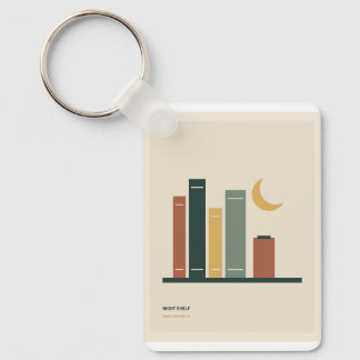 Nachtregal Minimale Bücher und Halbmond Schlüsselanhänger