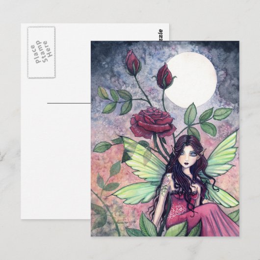 Nachtruhe Rose Postkarte (Vorne/Hinten)