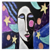 Nachts Abstrakte digitale Malerei Fliese (Vorderseite)