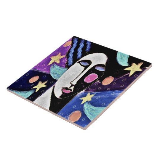 Nachts Abstrakte digitale Malerei Fliese (Seite)