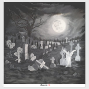 Nachts am Friedhof - Engel mit dem Teufel Aufkleber