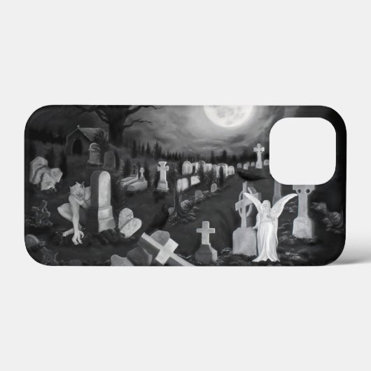 Nachts am Friedhof - Engel mit dem Teufel Case-Mate iPhone Hülle (Rückseite (Horizontal))