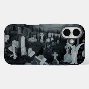 Nachts am Friedhof - Engel mit dem Teufel iPhone 16 Hülle
