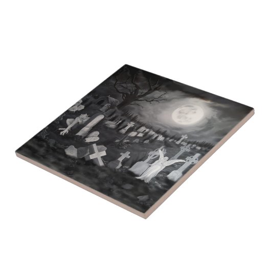 Nachts am Friedhof - Engel mit dem Teufel Fliese (Seite)