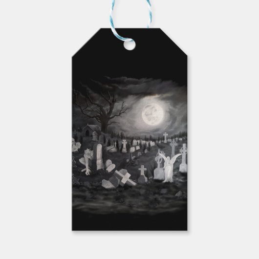 Nachts am Friedhof - Engel mit dem Teufel Geschenkanhänger (Vorderseite)