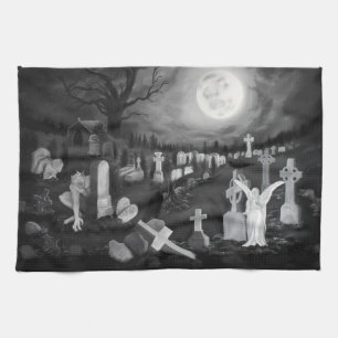 Nachts am Friedhof - Engel mit dem Teufel Geschirrtuch