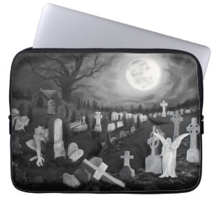 Nachts am Friedhof - Engel mit dem Teufel Laptopschutzhülle