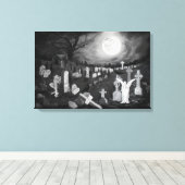 Nachts am Friedhof - Engel mit dem Teufel Leinwanddruck (Insitu (Holzboden))