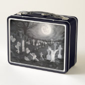 Nachts am Friedhof - Engel mit dem Teufel Metall Brotdose (Rückseite)