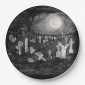 Nachts am Friedhof - Engel mit dem Teufel Pappteller (Vorderseite)