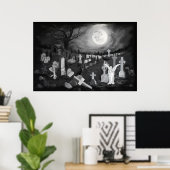 Nachts am Friedhof - Engel mit dem Teufel Poster (Heimbüro)