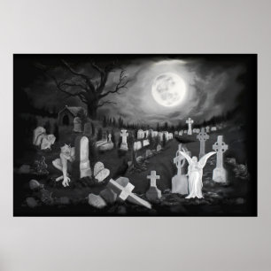 Nachts am Friedhof - Engel mit dem Teufel Poster