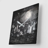 Nachts am Friedhof - Engel mit dem Teufel Quadratische Wanduhr (Winkel)