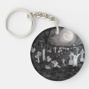 Nachts am Friedhof - Engel mit dem Teufel Schlüsselanhänger