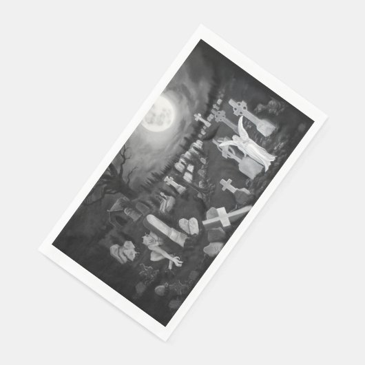 Nachts am Friedhof - Engel mit dem Teufel Serviette (Ecke)