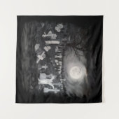 Nachts am Friedhof - Engel mit dem Teufel Wandteppich (Vorderseite (Horizontal))