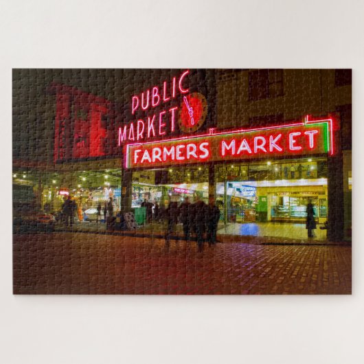 Nachts am Seattle Public Market Puzzle (Horizontal)