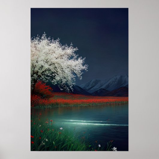 Nachts am See Poster (Vorne)