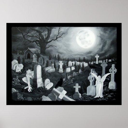 Nachts auf dem Friedhof Engel mit Teufel Poster (Vorne)