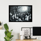 Nachts auf dem Friedhof Engel mit Teufel Poster (Heimbüro)
