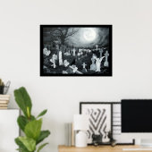 Nachts auf dem Friedhof Engel mit Teufel Poster (Heimbüro)