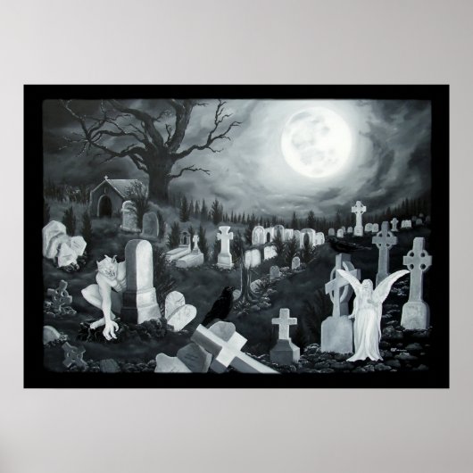 Nachts auf dem Friedhof Engel mit Teufel Poster (Vorne)