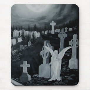 Nachts auf dem Friedhof - Engel Mousepad